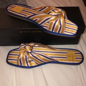 Yellow Striped Knotted Sandals